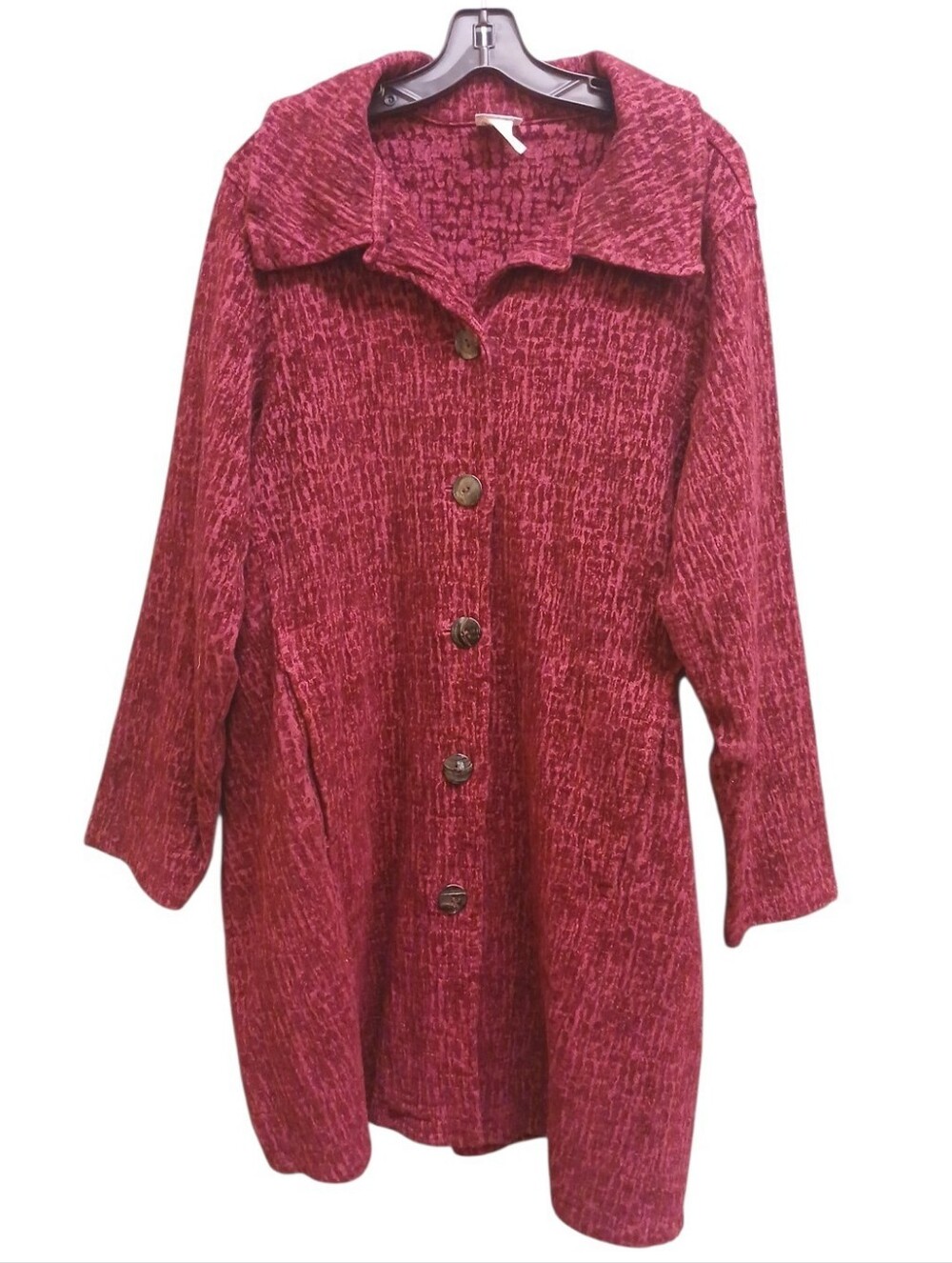 CMC Textured Maroon Wine Red Button-Front Light Jacket Size Extra Large